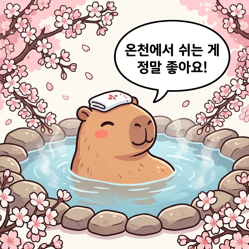 水豚漫畫：溫泉（온천）