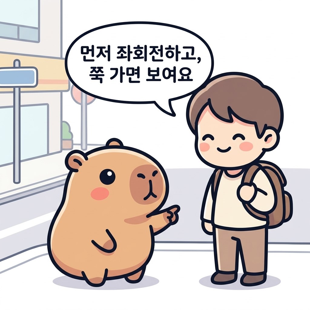 水豚漫畫：左轉（좌회전）