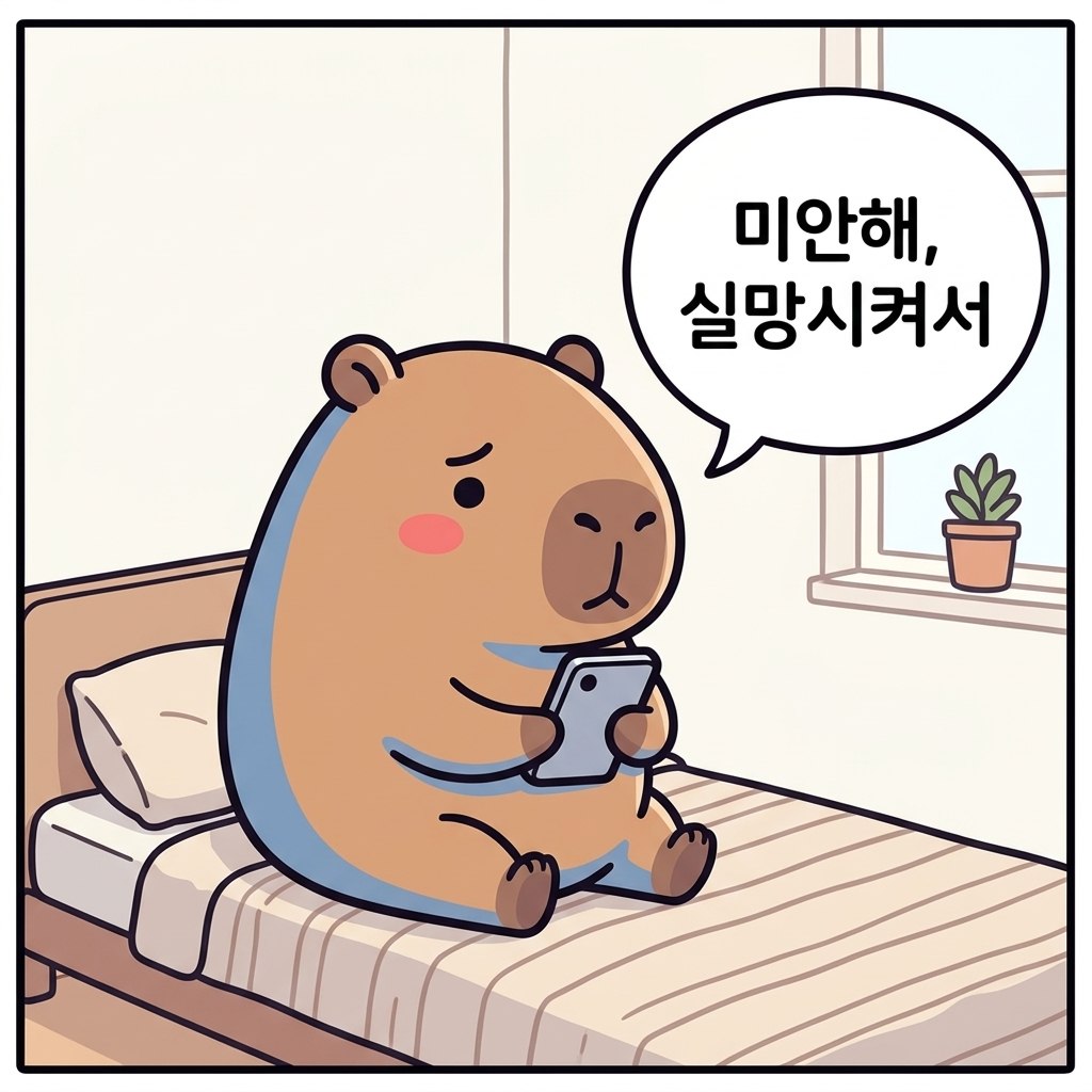 水豚漫畫：對不起（미안해）