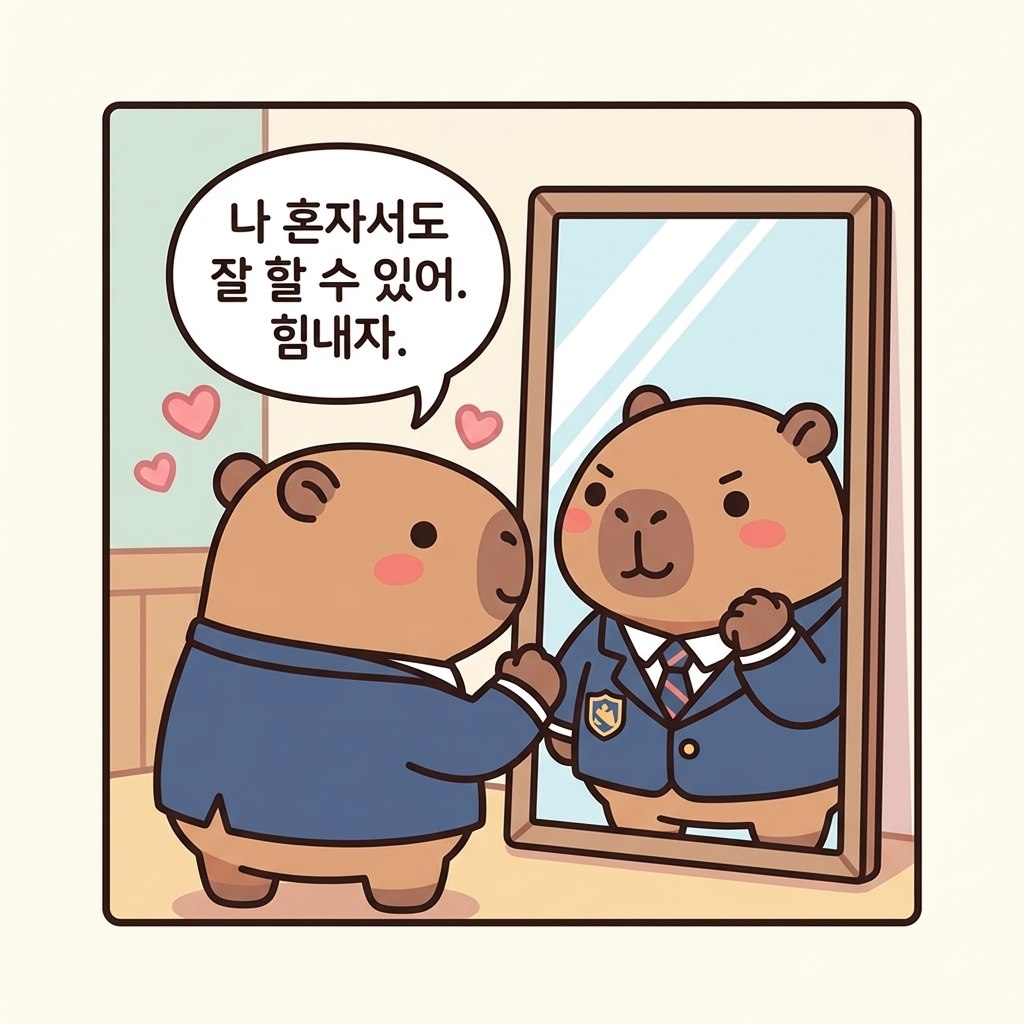 水豚漫畫：加油（힘내자）