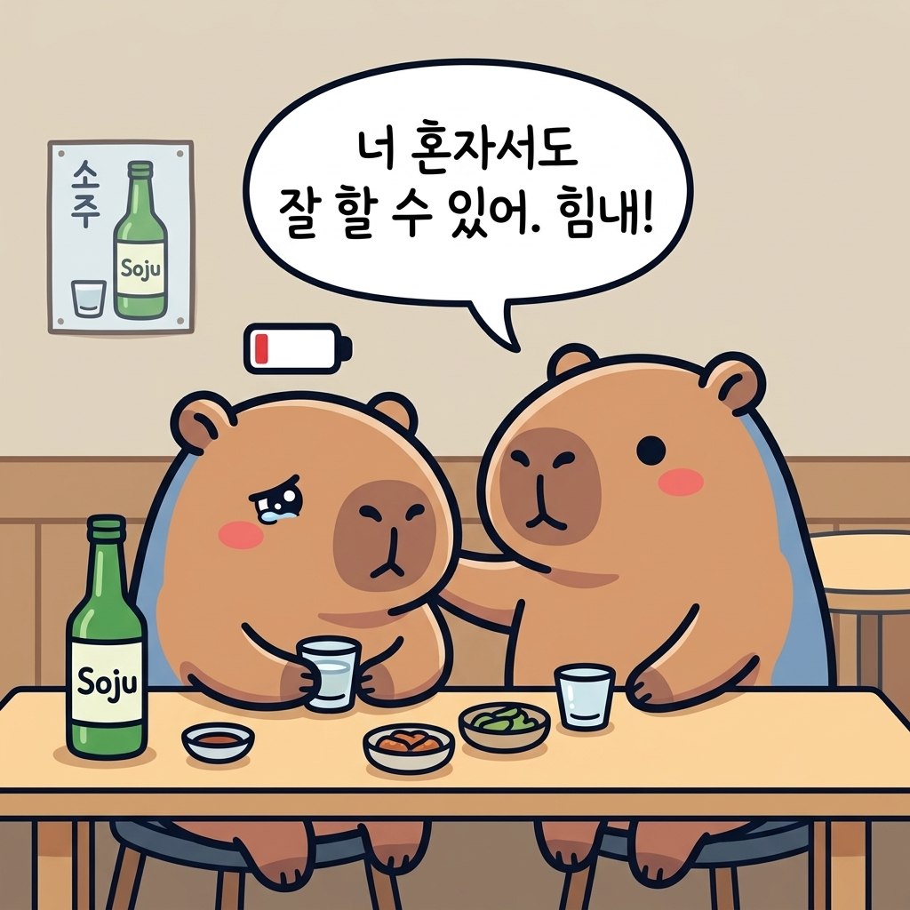 水豚漫畫：加油（힘내）