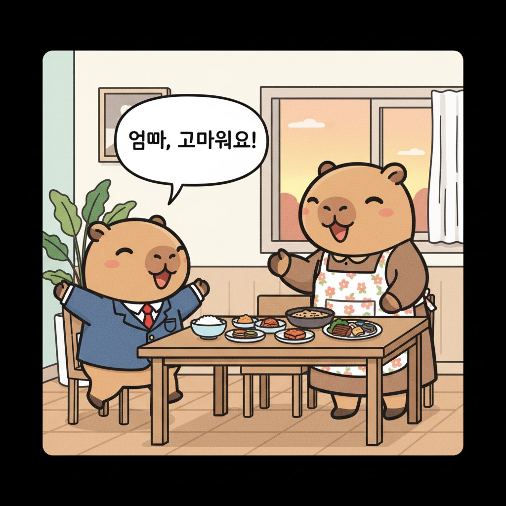 水豚漫畫：謝謝（고마워）