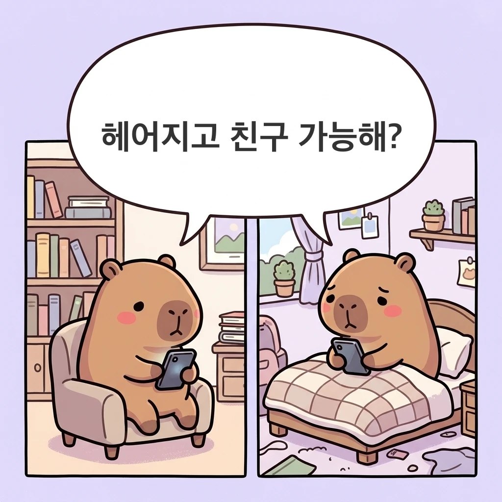 水豚漫畫：分手（헤어지다）
