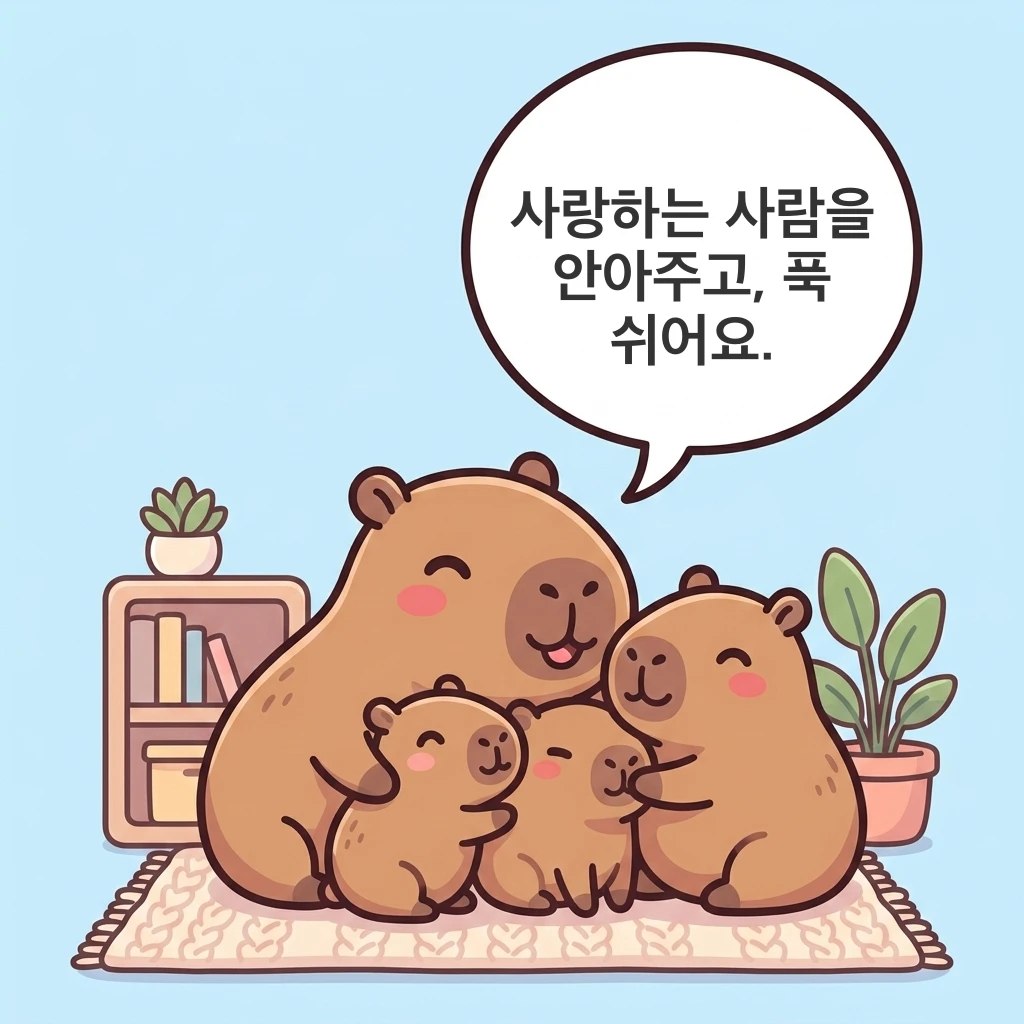 水豚漫畫：擁抱（안다）