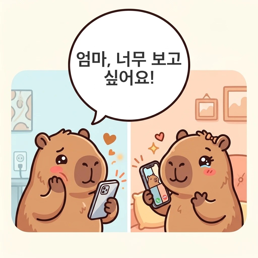 水豚漫畫：想念、想見（보고 싶다）