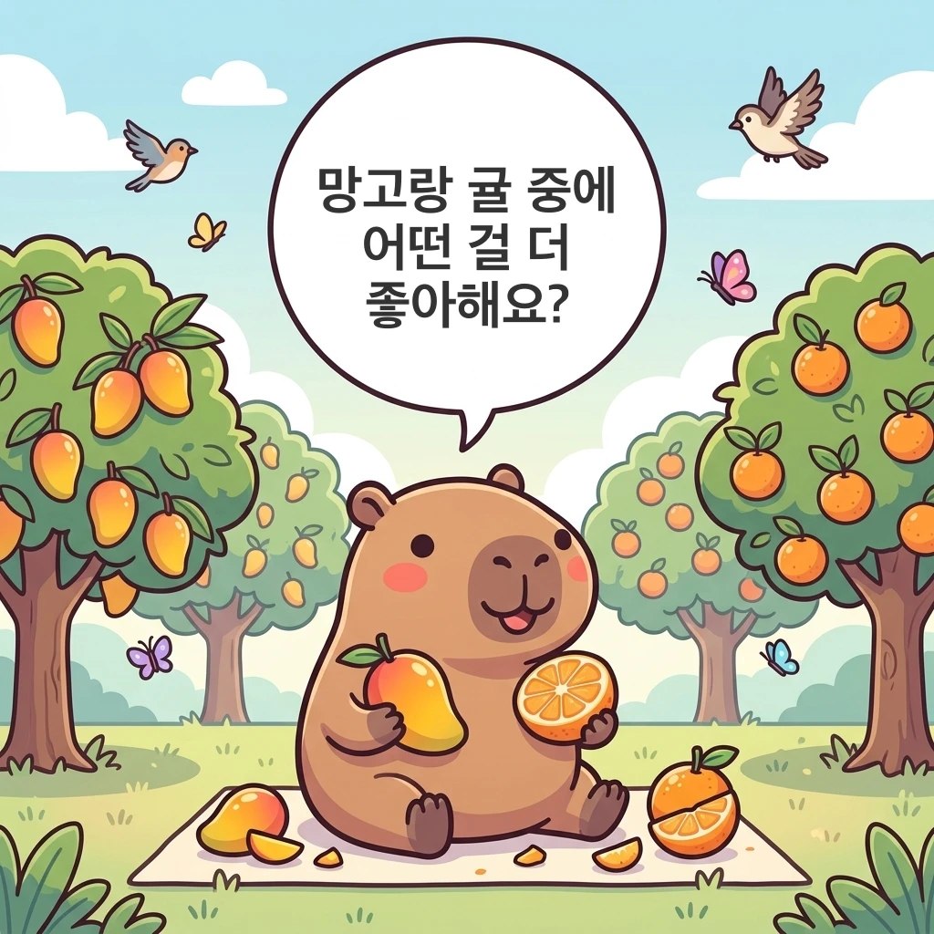 水豚漫畫：芒果、橘子（망고 · 귤）